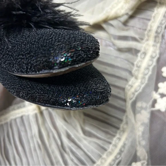 Kate Spade black sequin flat with feather details size 7.5 step un - Picture 4 of 6
